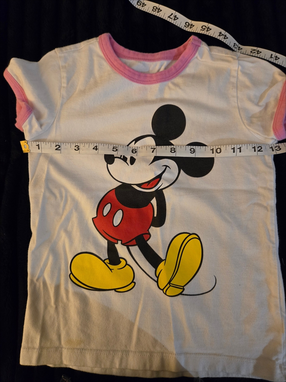 Disney Store White Pink Trim Shirt Tee Mickey Mouse Graphic Kids Girls Size 5-6 - Picture 4 of 8